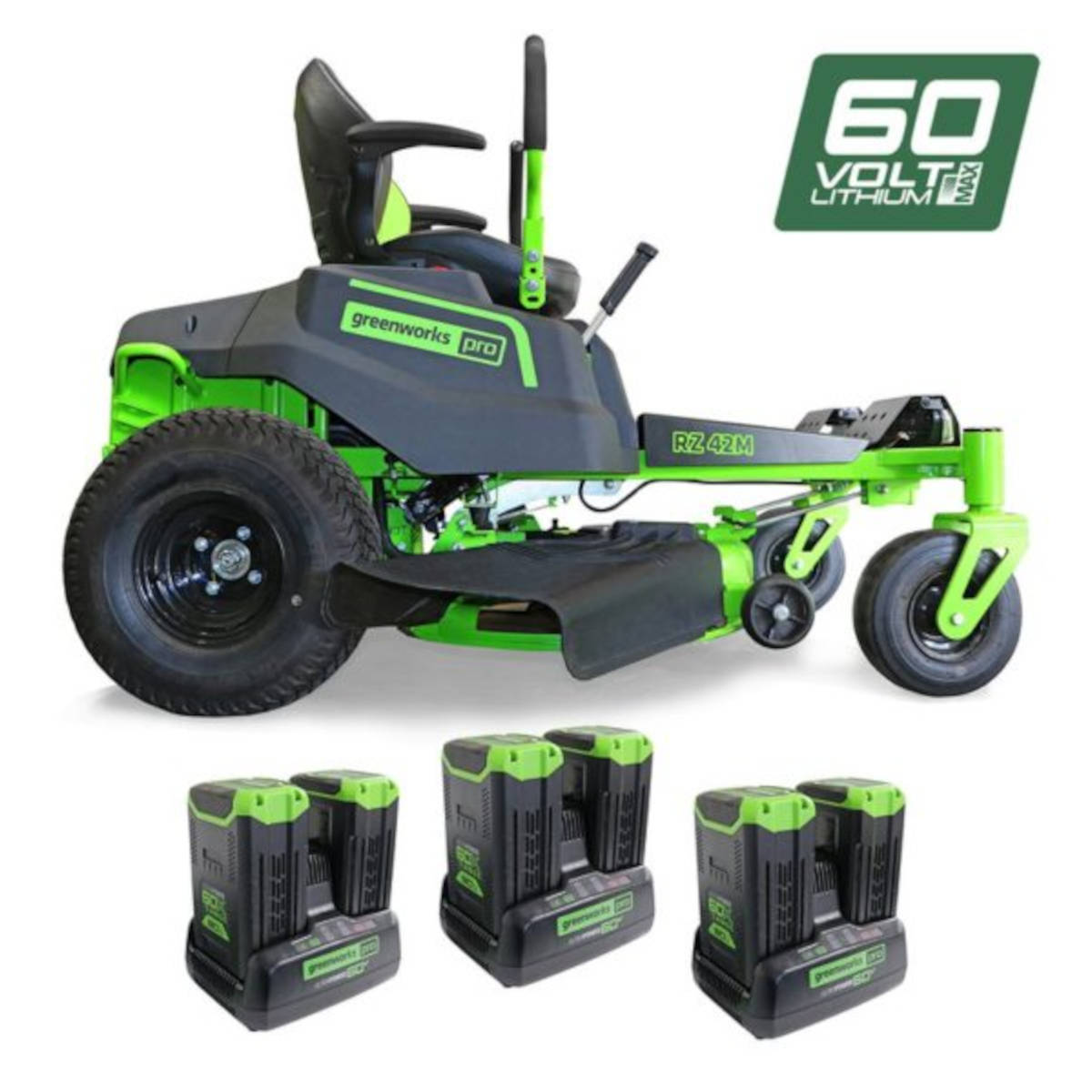 (image for) Greenworks 60V Pro 42” Zero Turn Ride-On Lawnmower 7400807AU